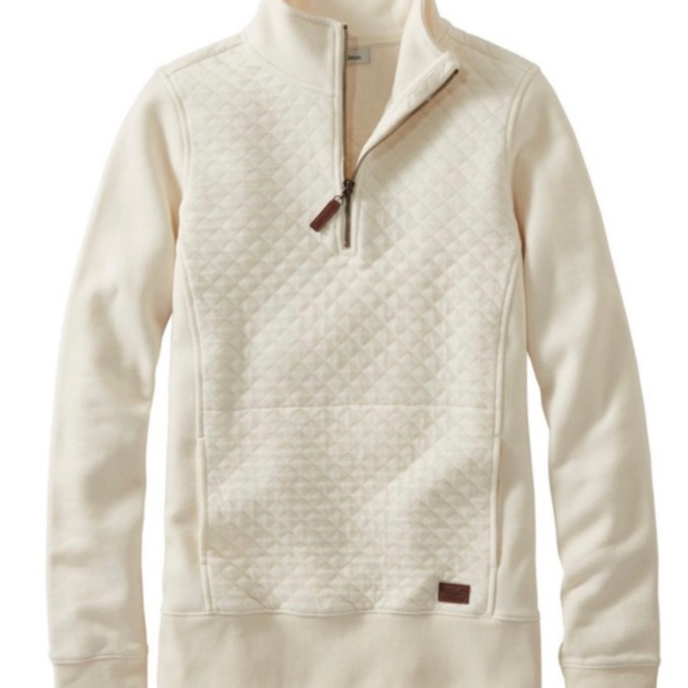 L.L. Bean quilted quarter zip pullover sweater L